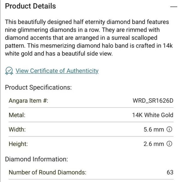 14k Solid White Gold Ring - Picture 5 of 8